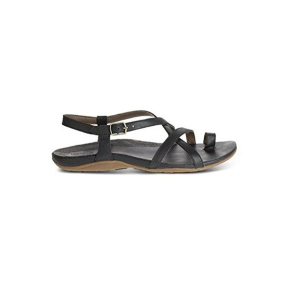 Chaco Women's Black Dorra Leather Cross Strap Buckle Strappy Sandal Size 10 - Picture 1 of 8